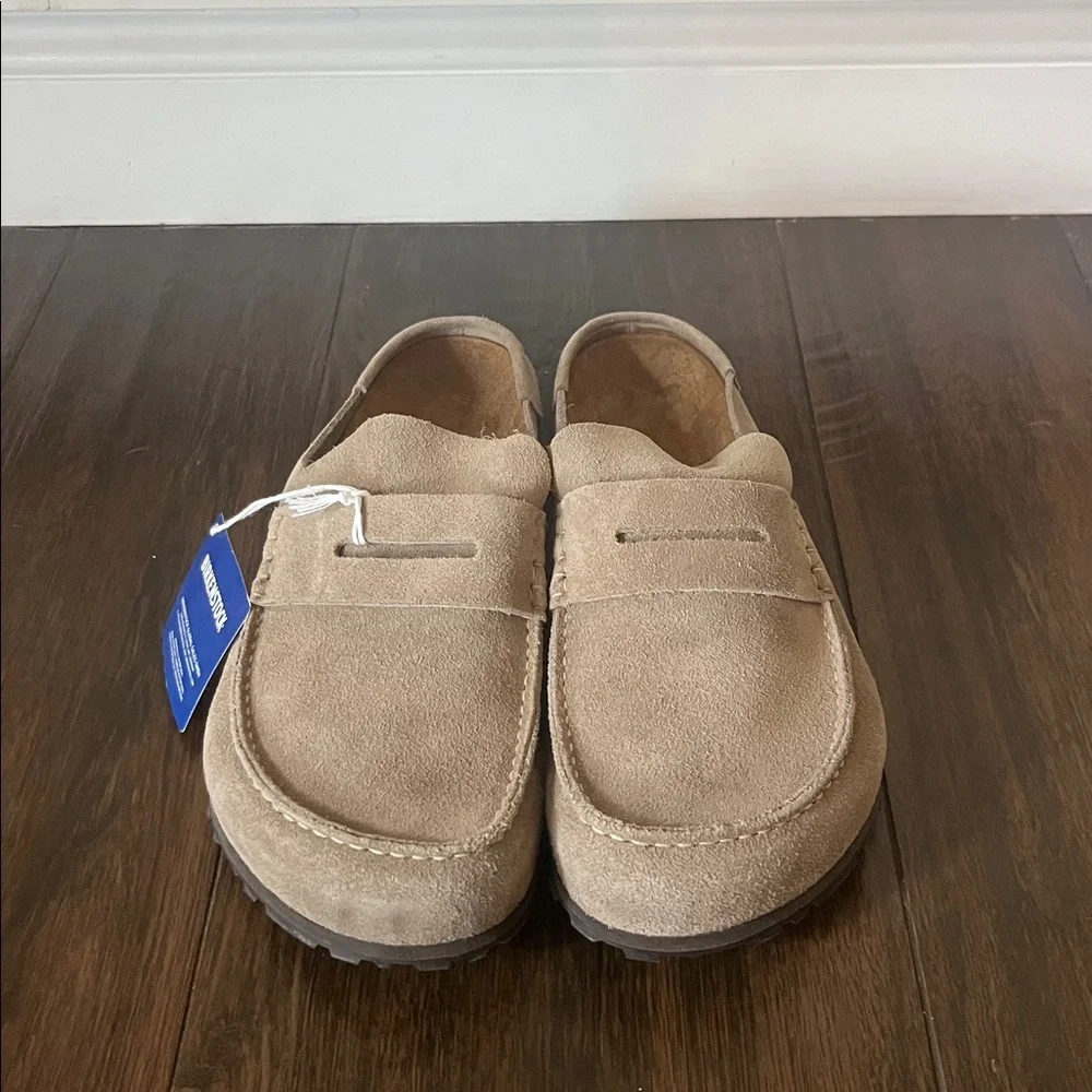 Birkenstock Suede Penny Loafers in Taupe - Picture 5 of 8